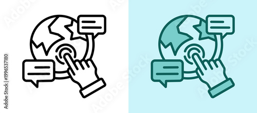 Global Interaction whitegreen icon