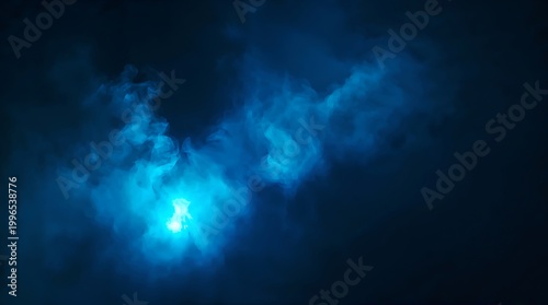 Mystical blue nebula illuminating the cosmic night