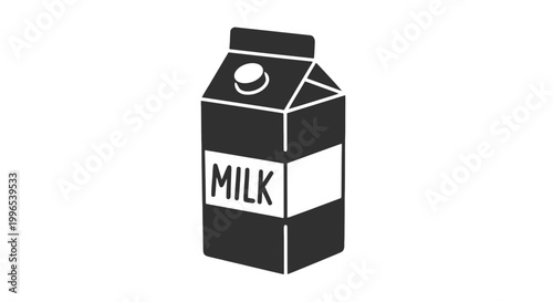 Black and White Milk Carton Illustration.