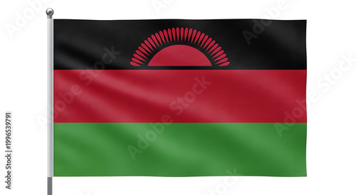 Malawi flag waving on flagpole against white background, national symbol of Malawi Free Download Malawi flag waving on flagpole against white background, national symbol of Malawi - GFXLoad