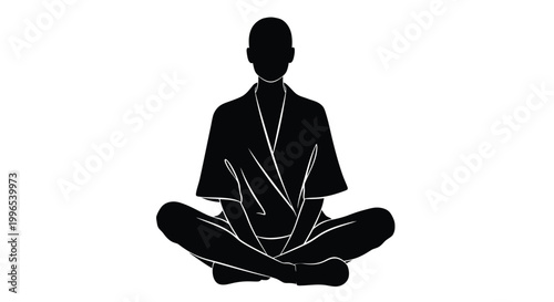 Minimalist black silhouette of a person sitting in a yoga pose