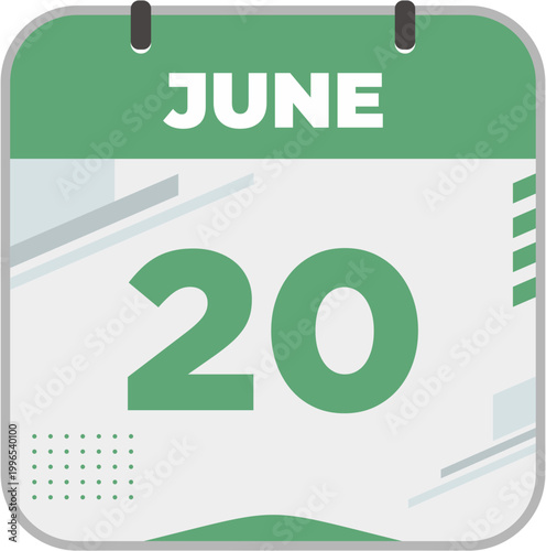 June 20 on calendar icon vector illustration