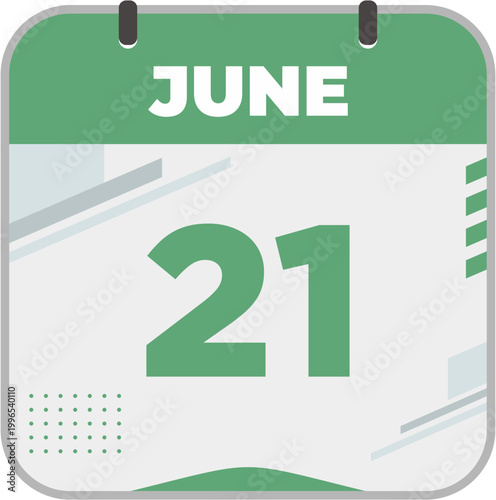 June 21 on calendar icon vector illustration