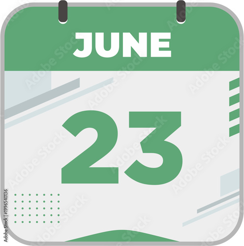 June 23 on calendar icon vector illustration