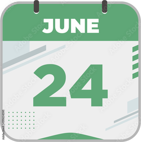 June 24 on calendar icon vector illustration