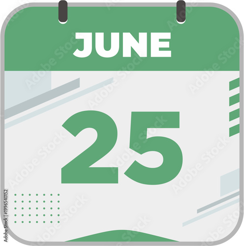 June 25 on calendar icon vector illustration