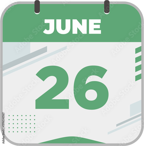 June 26 on calendar icon vector illustration