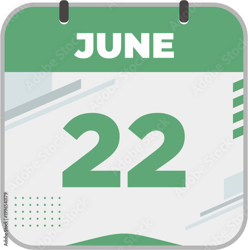 June 22 on calendar icon vector illustration