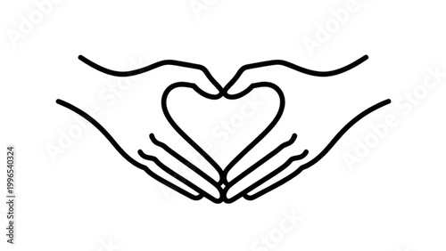 Hands forming a heart shape with an open book inside Vector