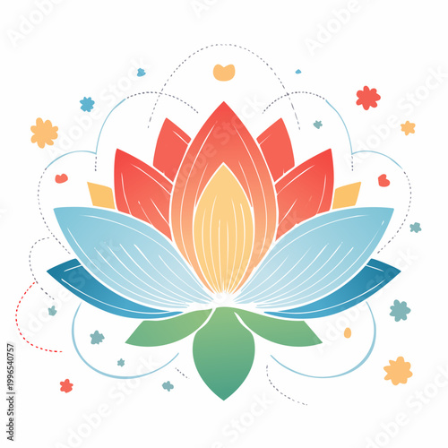 Stylized Lotus Flower Illustration with Gradient Colors