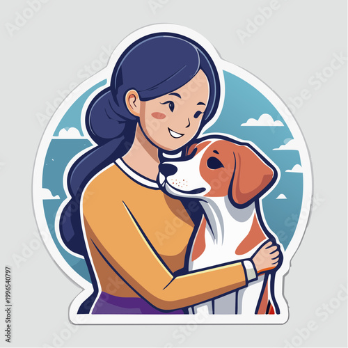 Woman Hugging Her Dog
