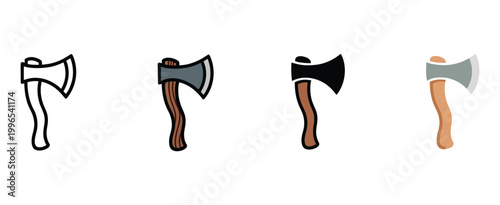 outdoor survival design projects.
Wood axe icon vector, handheld hatchet lumberjack tool and carpentry equipment symbol, flat and line style vector icon suitable