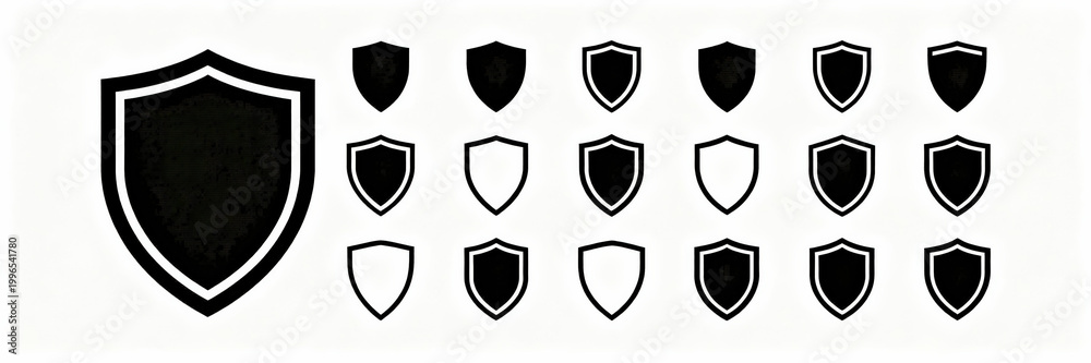 Obraz premium Shield Icons Collection with Black and White Variations