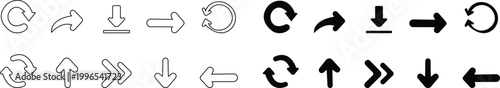 Elegant arrows icon set, Modern simple arrows , for business plan, presentation and education. Sign, Cursor, Symbol, forward click buttons, web designs or pages arrow navigation and apps elements