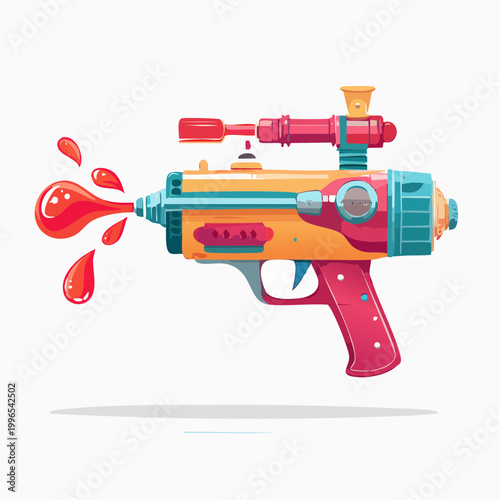 Colorful Toy Water Gun Shooting Red Liquid