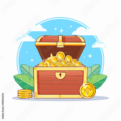 Treasure Chest Full of Gold Coins