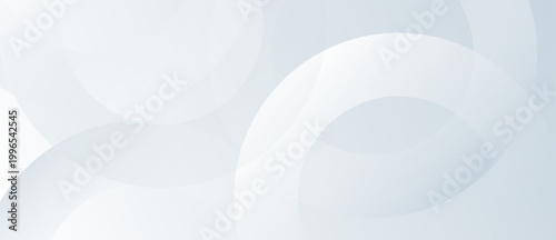 White abstract background with overlapping circular shapes. Minimal grey abstract flow background smooth curved shapes design.