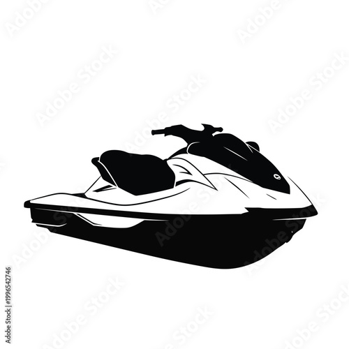 Modern black and white jet ski vector illustration for water sports