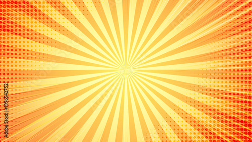 Yellow Comic Book Sunburst Background in Warm Pop Art Style