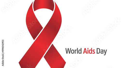 World aids day awareness ribbon icon in red Vector