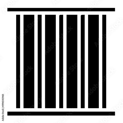 Abstract graphic of vertical black stripes within a square frame