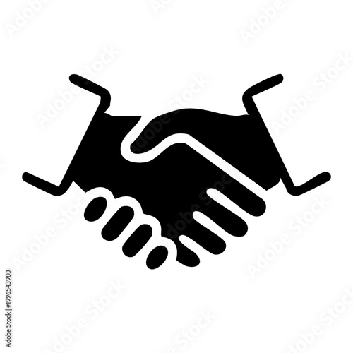 Black and white icon of a professional business handshake