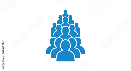 Blue silhouette people crowd icon.