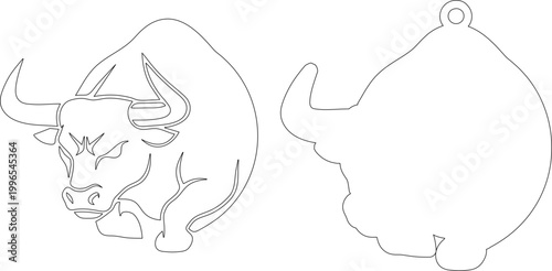 Angry Bull Head Mascot - Laser Cut Design for Keychain SVG DXF