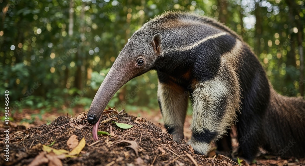 Obraz premium Giant Anteater Foraging in Forest Undergrowth.