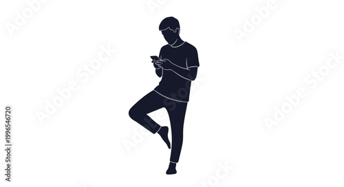 Silhouette of a Man Exercising with Phone.