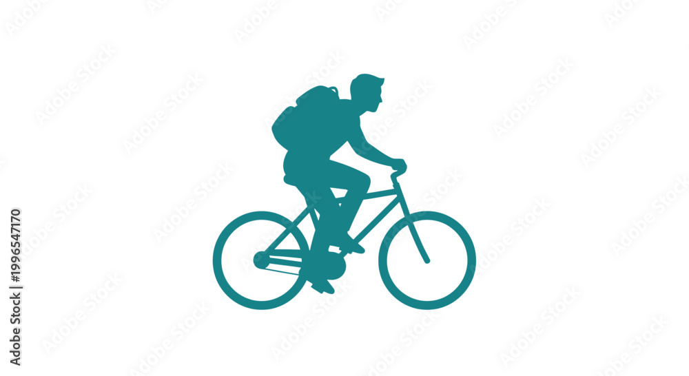 Fototapeta premium Silhouette of cyclist riding a bicycle.