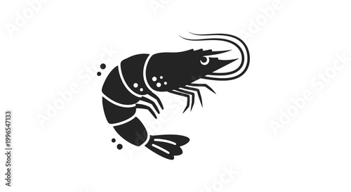 Black Silhouette of a Shrimp.