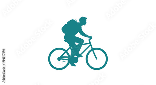 Silhouette of cyclist riding a bicycle.