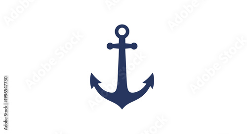 Navy Blue Anchor Symbol Illustration Design.