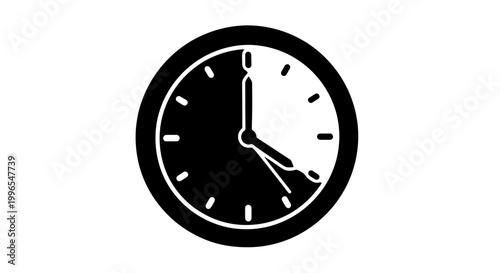 Simple Black and White Clock Face.