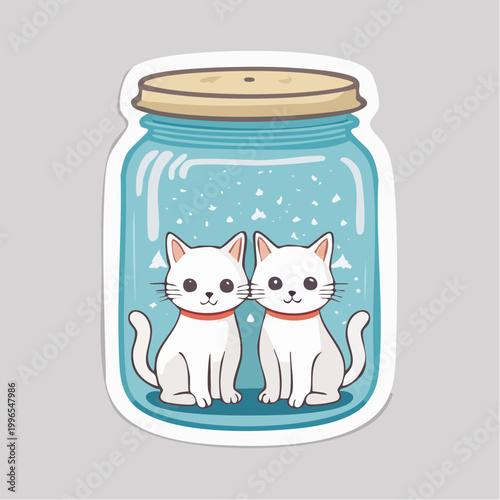 Cute White Kittens in a Jar