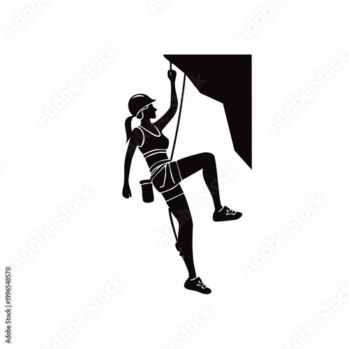 Silhouette of a Woman Rock Climbing