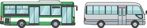 Modern City Bus and Minibus Illustration Showing Urban Public Transport Vehicles in Side View for Transit and Mobility Design Concept