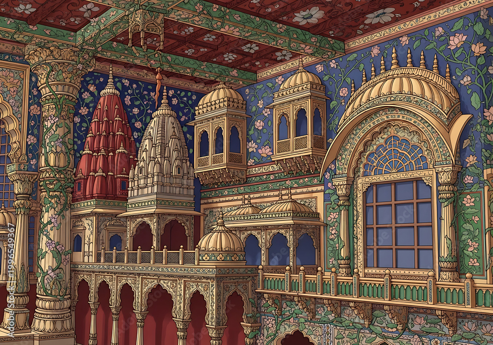 Obraz premium A blurry image of a large ornate building with many windows