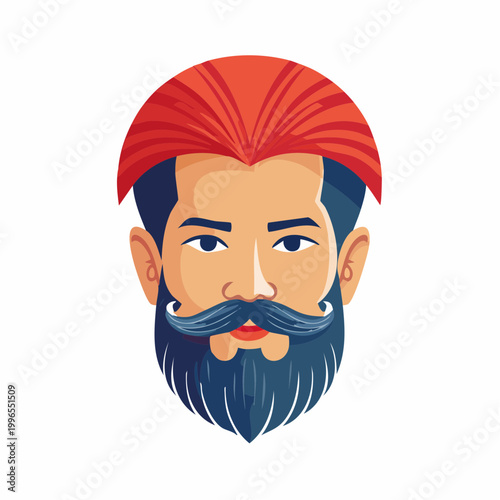 Stylized Illustration of a Man with a Turban and Beard