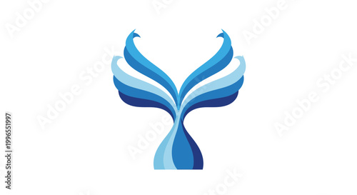 Blue Whale Tail Graphic Design Element.