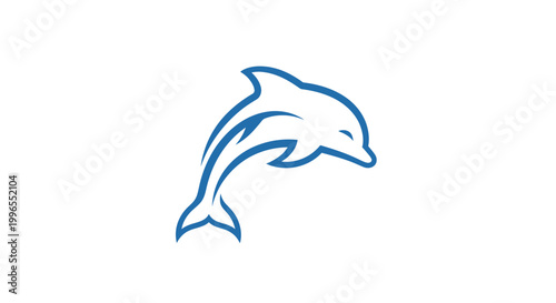 Dolphin jumping out of water illustration.