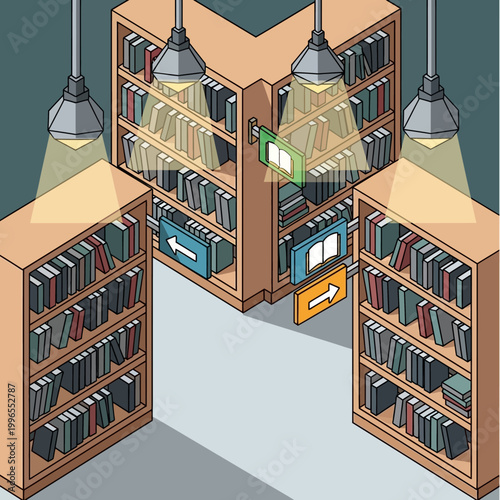 Large collection of books on shelves.