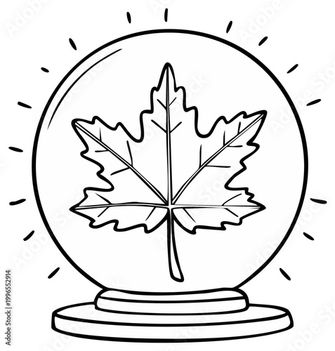 Autumnal leaf inside a crystal ball illustration concept