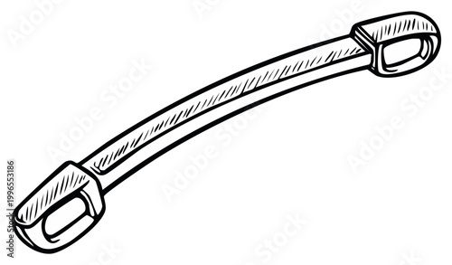 Curved Arch Handle Drawing with Sketchy Lines and Hatching Detail