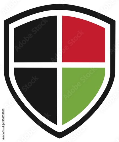 Modern Shield Emblem with Four Color Sections Free Download Modern Shield Emblem with Four Color Sections - GFXLoad