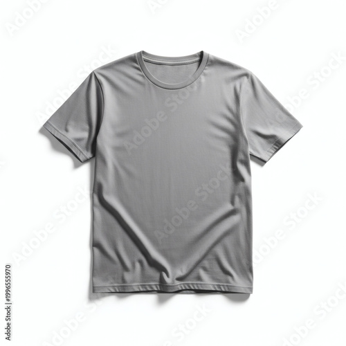 A gray t-shirt on a white background for fashion or apparel design