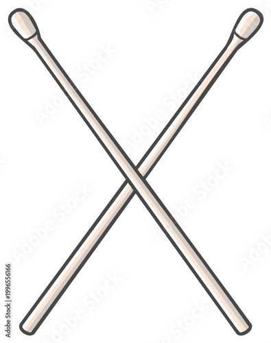 A clean vector illustration of two cotton swabs crossed in an X formation, a symbol for hygiene and cleaning.