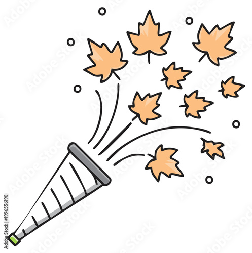 Autumn leaves bursting from a party popper