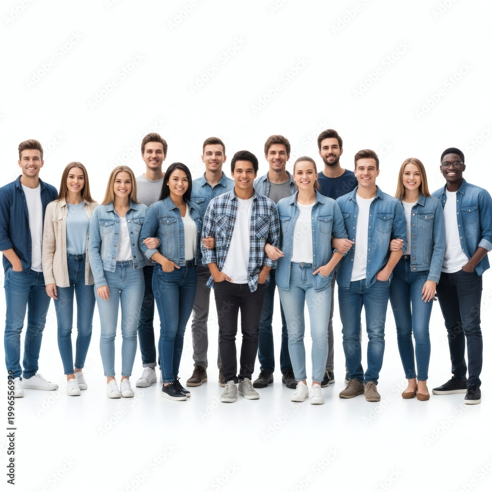 Obraz premium A diverse group of young adults standing together in casual clothing
